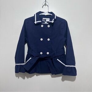Janie and Jack Navy Pea Coat with White Accents